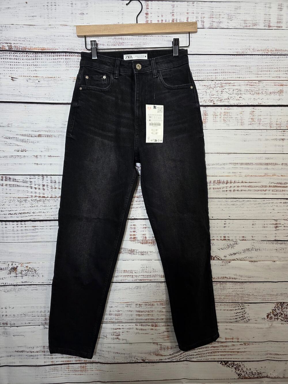 Zara Women's Black denim straight leg size 2 NWT